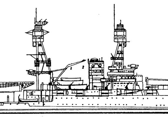 Боевой корабль USS BB-36 Nevada 1936 [Battleship] - чертежи, габариты, рисунки